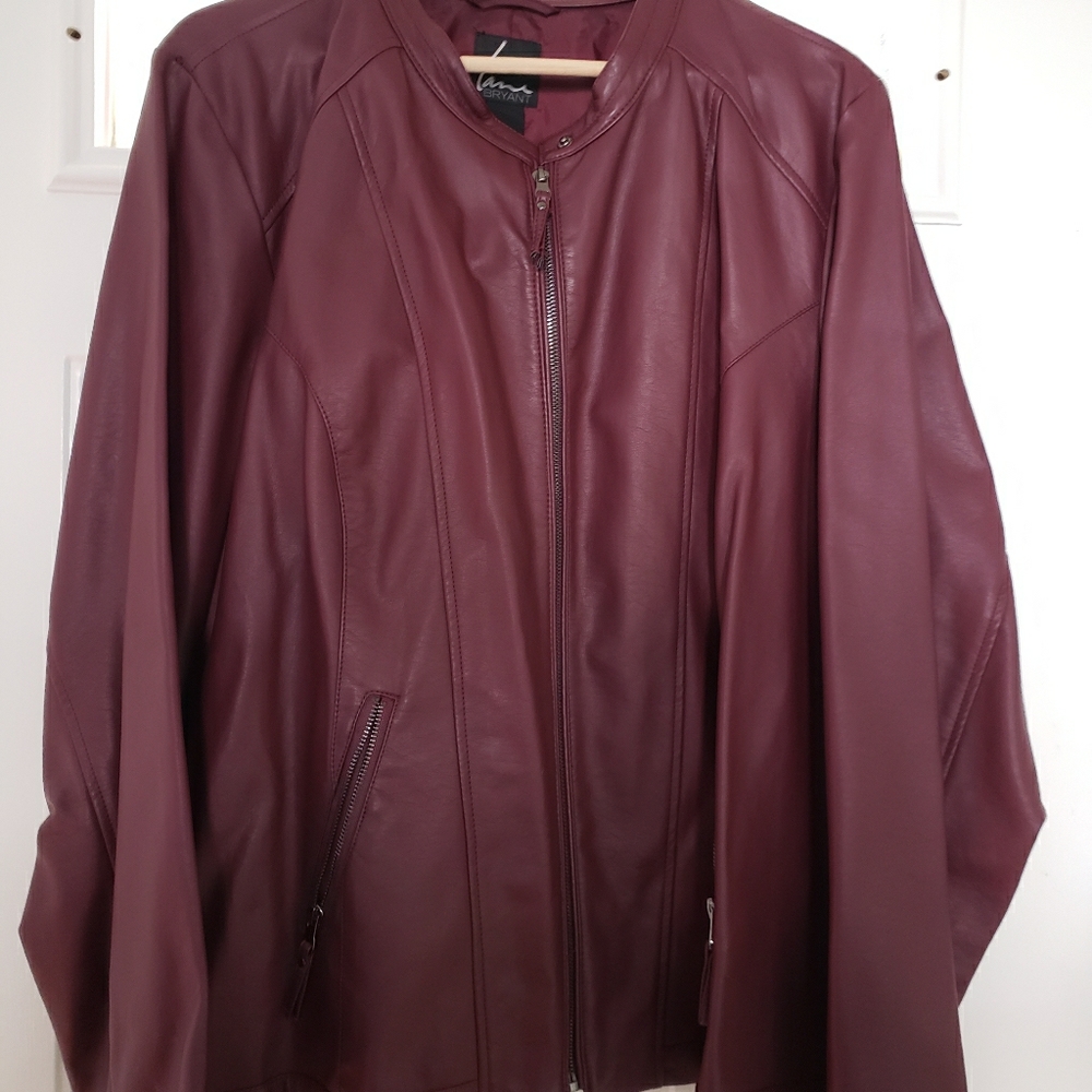 26/28 Faux leather burgundy jacket